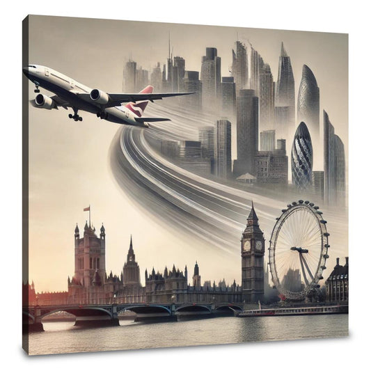 London Dreamscape Jet Canvas
