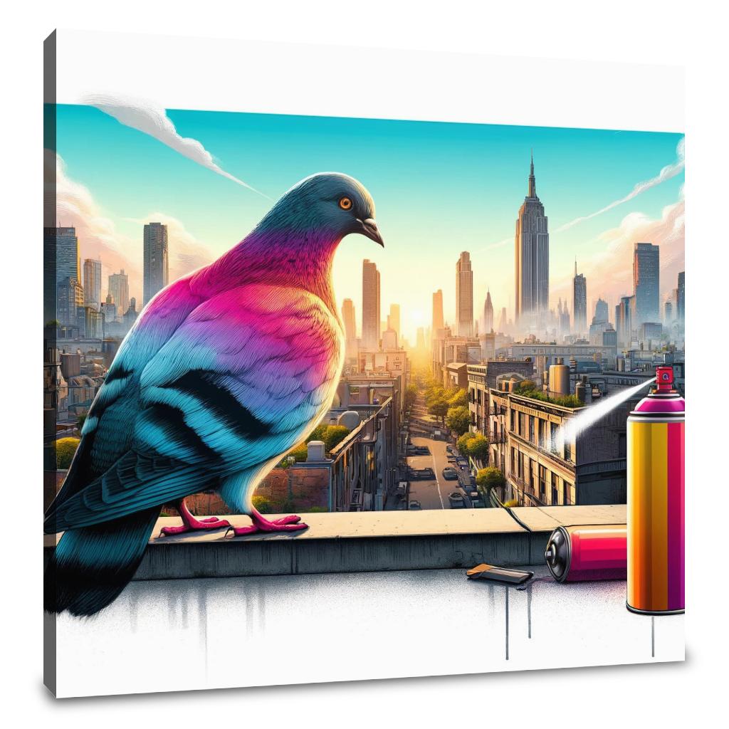 Urban Pigeon Panorama Canvas