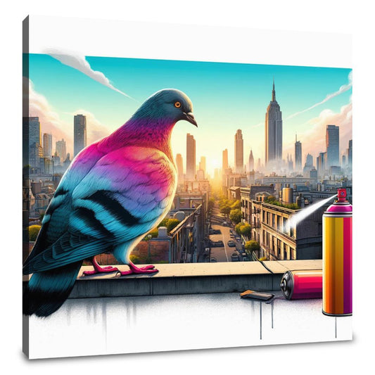 Urban Pigeon Panorama Canvas