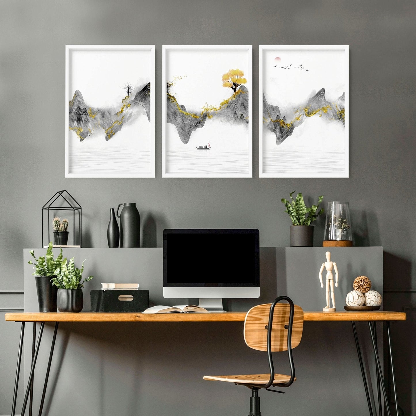 Office walls decor | set of 3 framed wall art