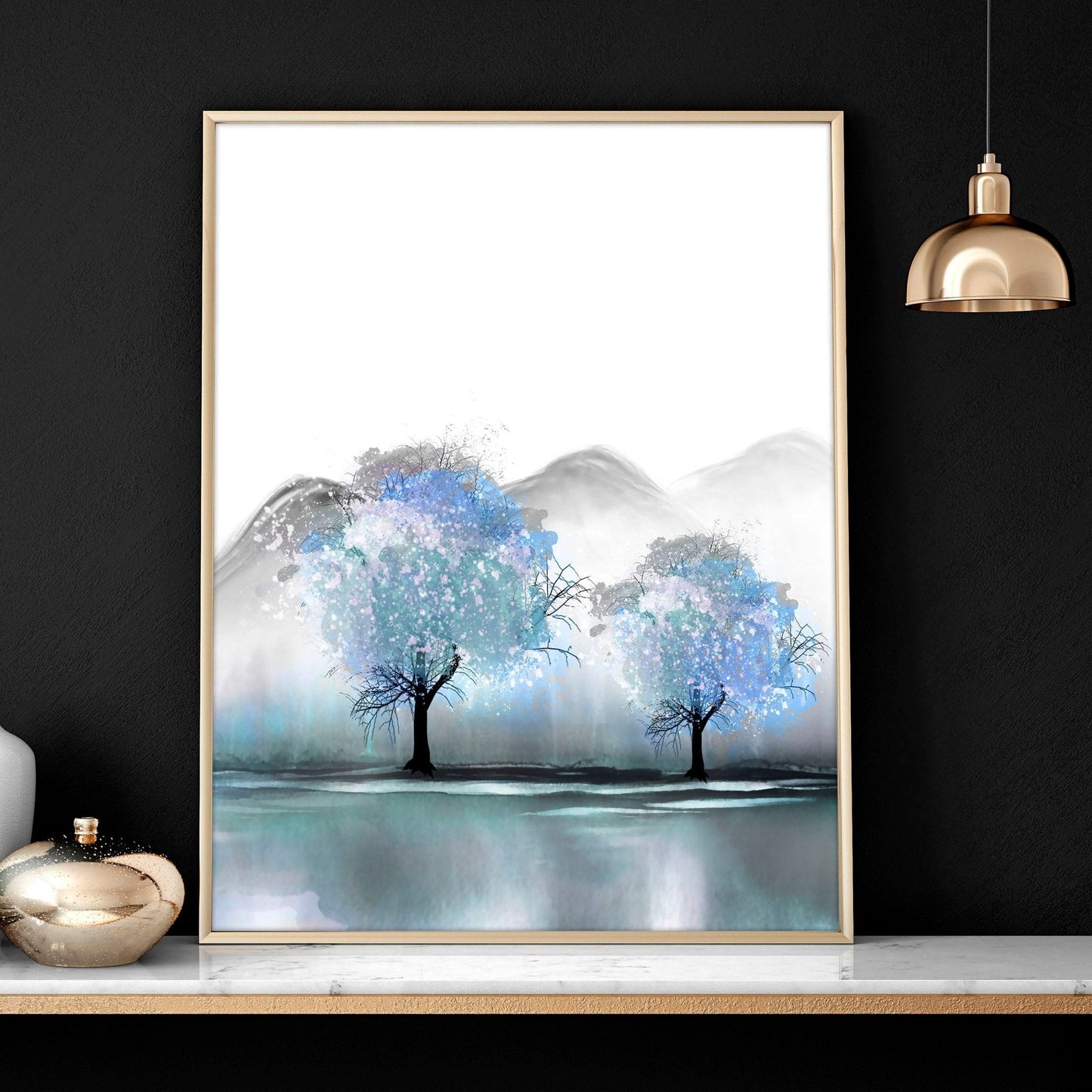Art for living room walls | set of 3 Zen landscape art prints