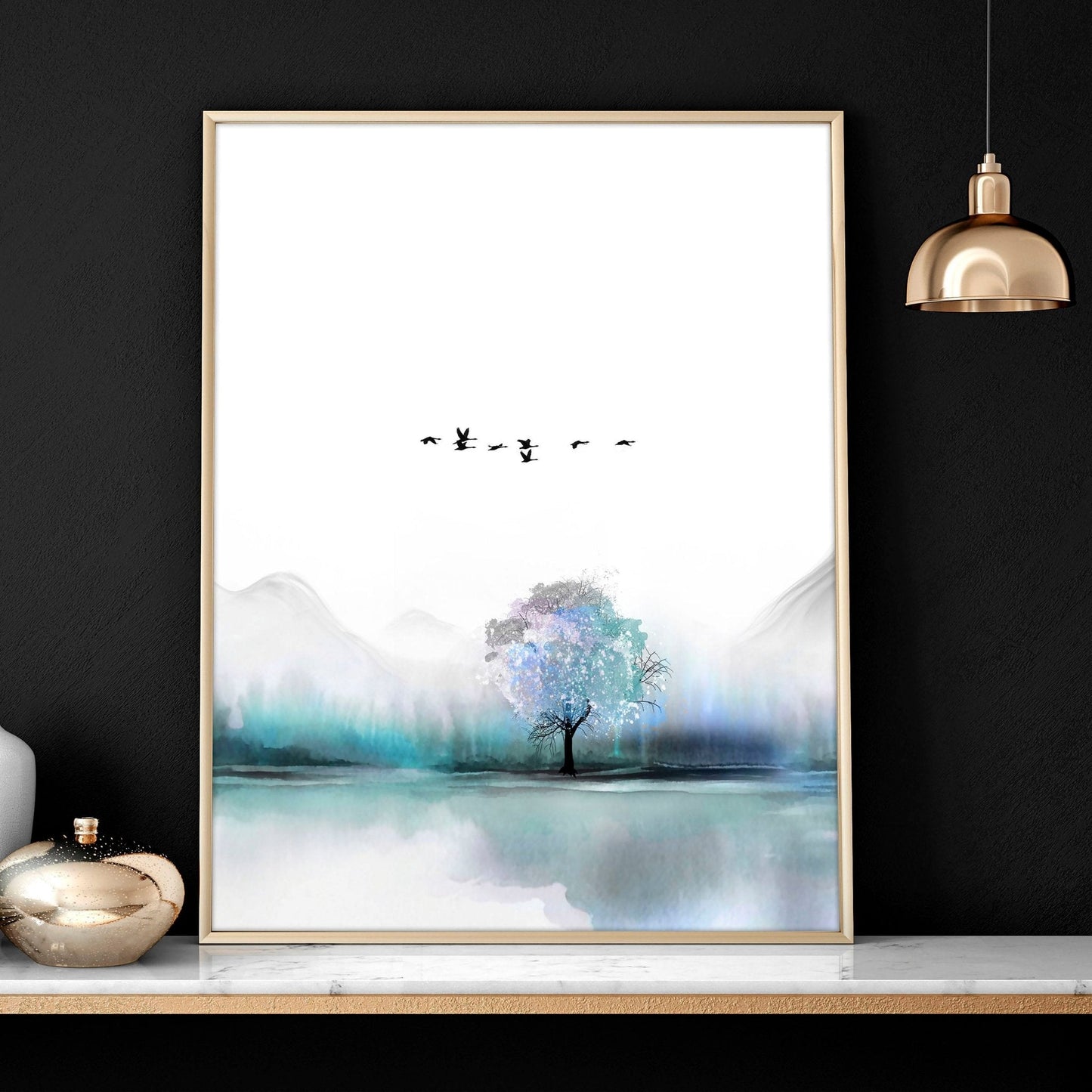 Art for living room walls | set of 3 Zen landscape art prints