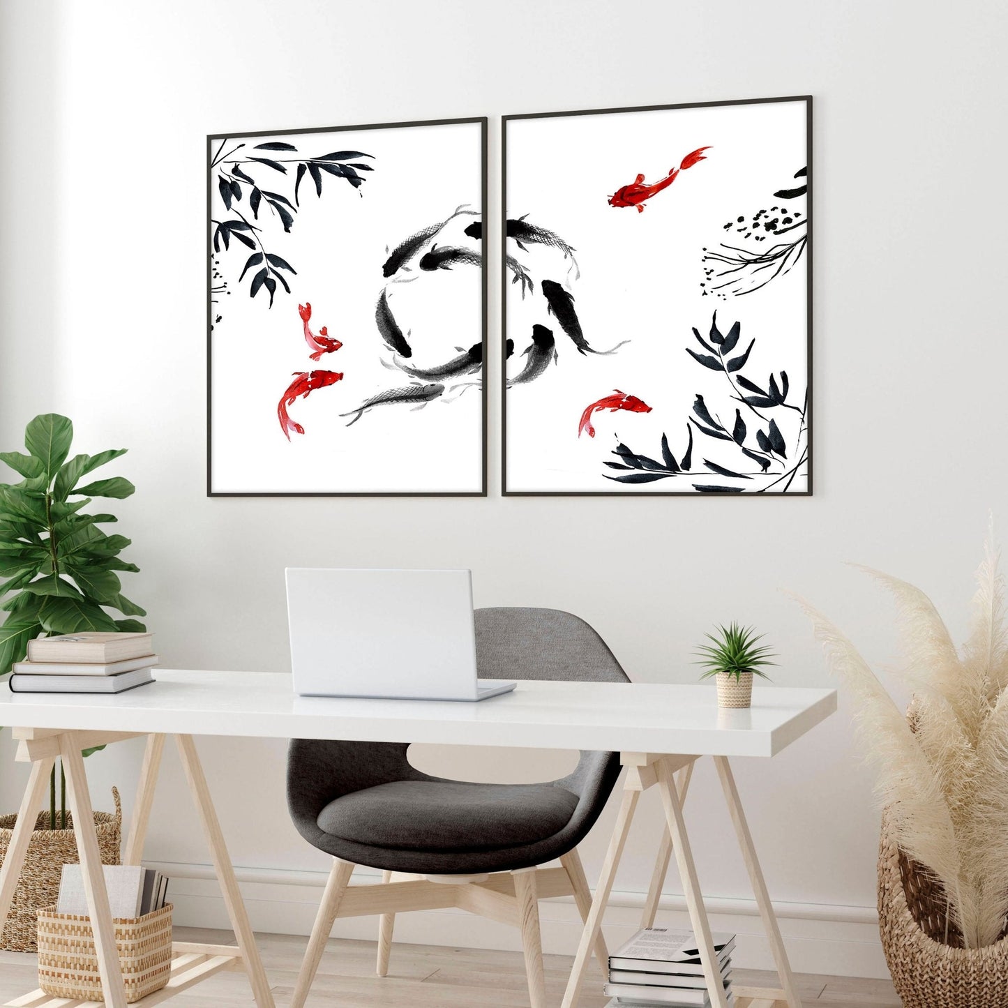 Workplace gallery wall | set of 2 Japanese wall art
