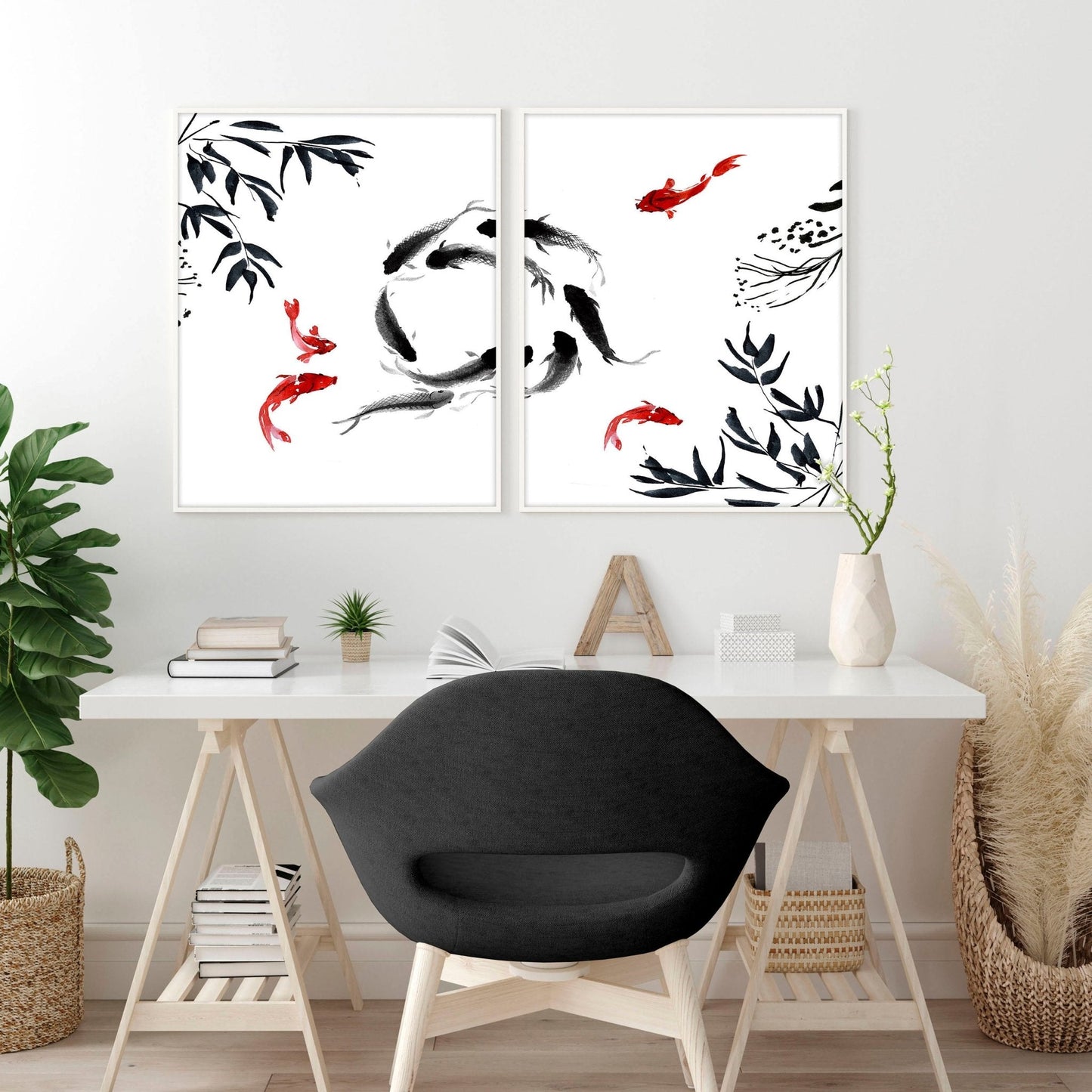 Workplace gallery wall | set of 2 Japanese wall art