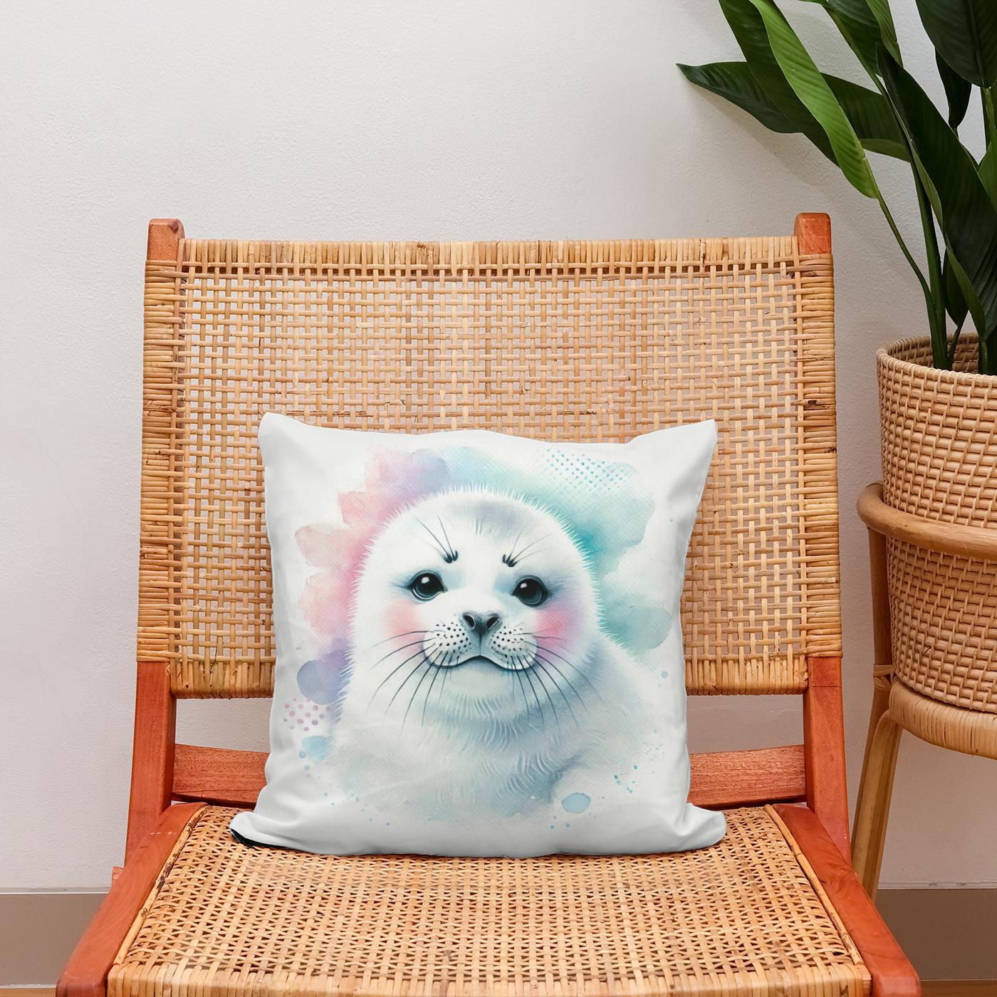Smiling Harp Seal Cotton Cushion