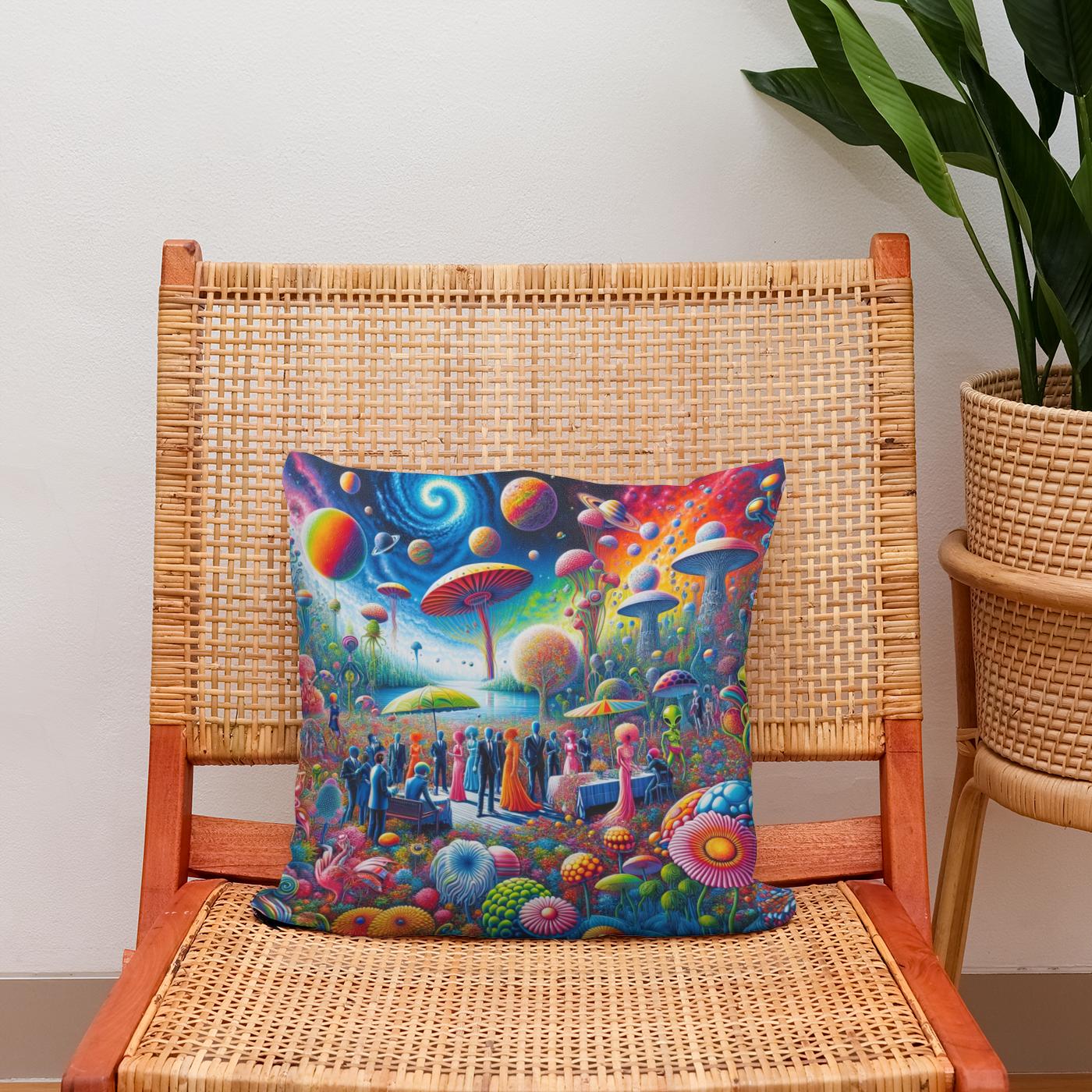 Galactic Garden Gala Cotton Cushion