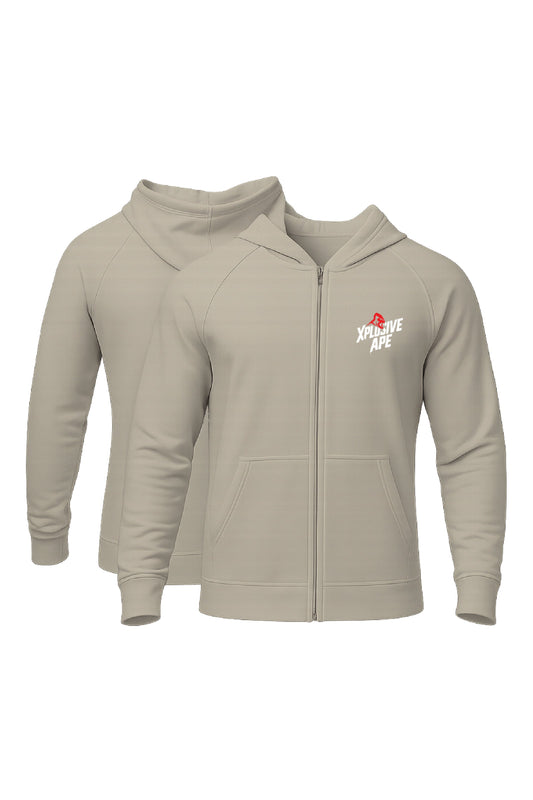 XAPE Classic Stencil Logo Oversized Zip Hoodie - Stone