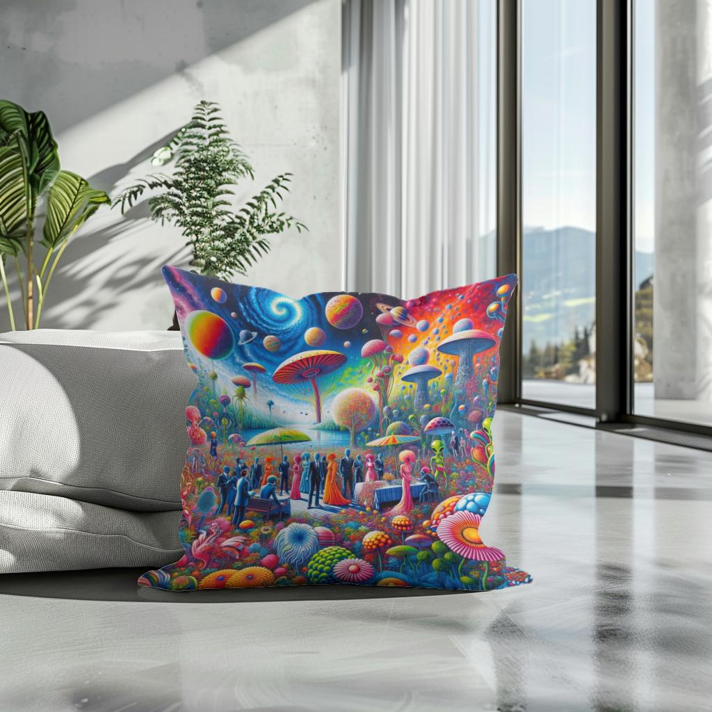 Galactic Garden Gala Cotton Cushion