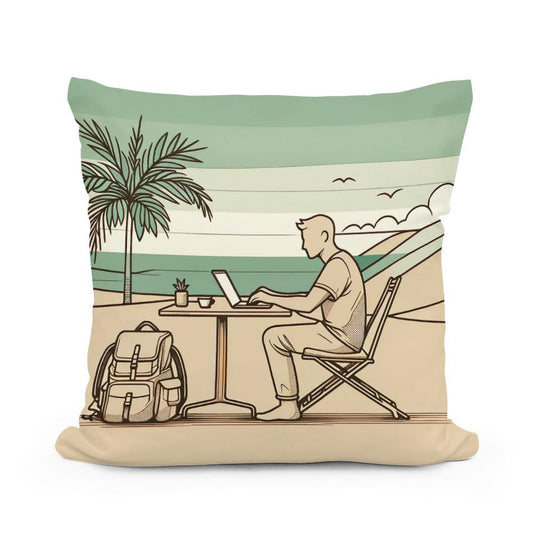 Nomadic Serenity Sketch Cotton Cushion