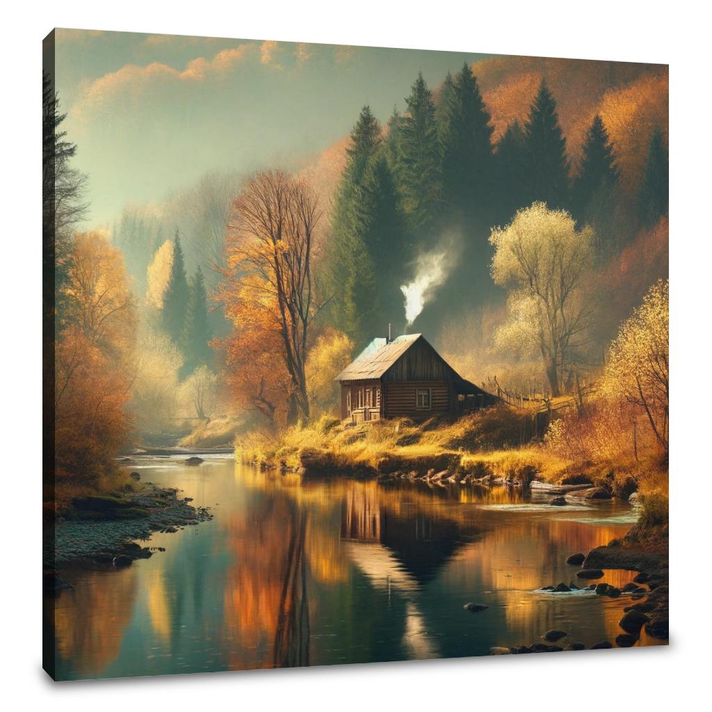 Autumn Riverside Retreat Canvas