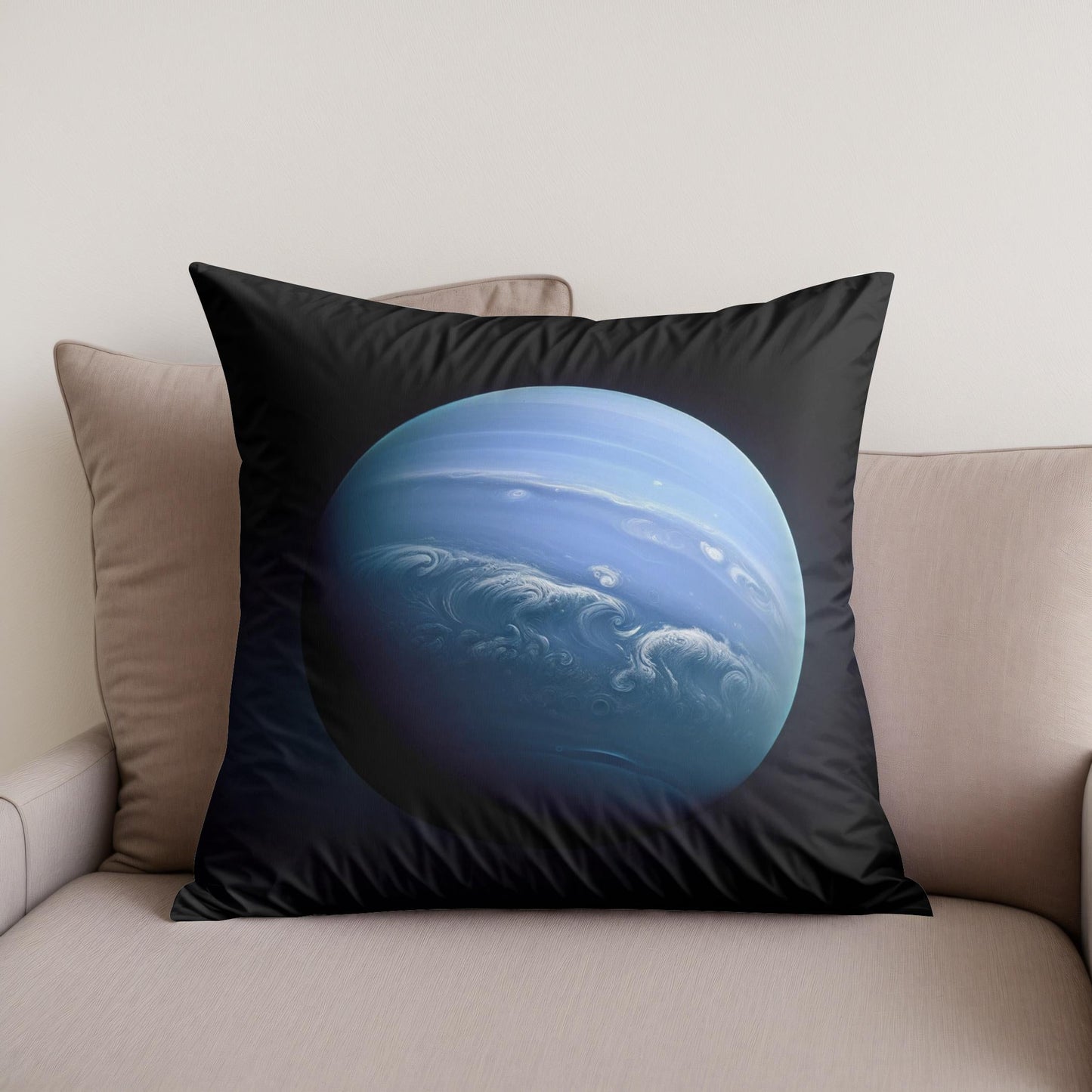 Neptune's Cosmic Enigma Cotton Cushion