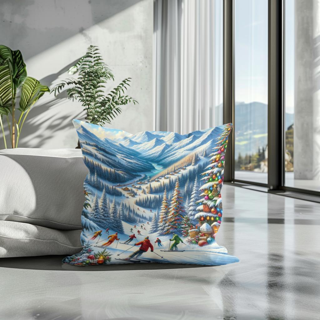 Holiday Slopes Cotton Cushion