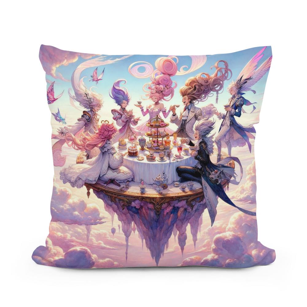 Sky High Tea Party Cotton Cushion