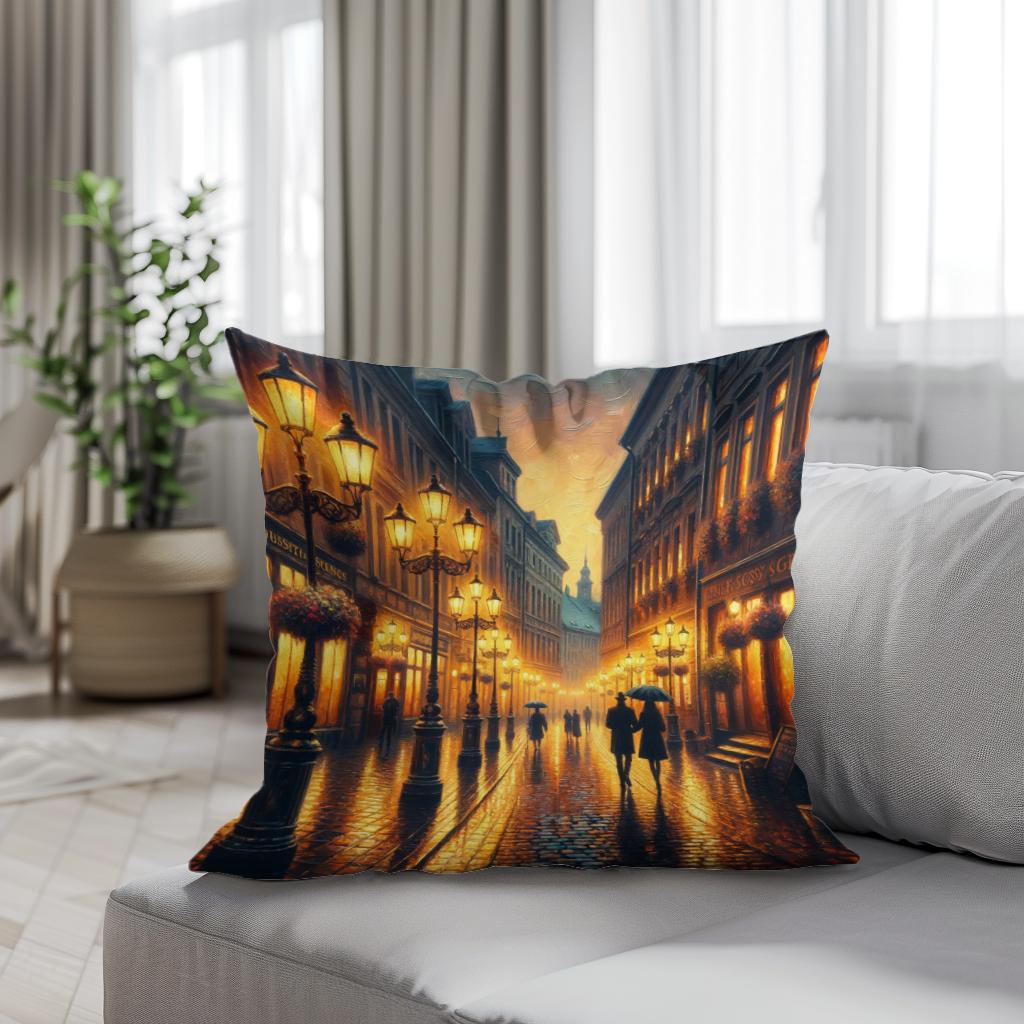 Rainy Evening Romance Cotton Cushion