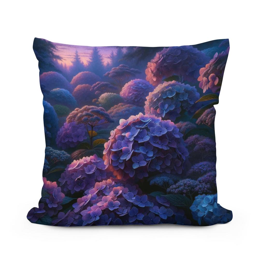 Twilight Hydrangea Harmony Cotton Cushion