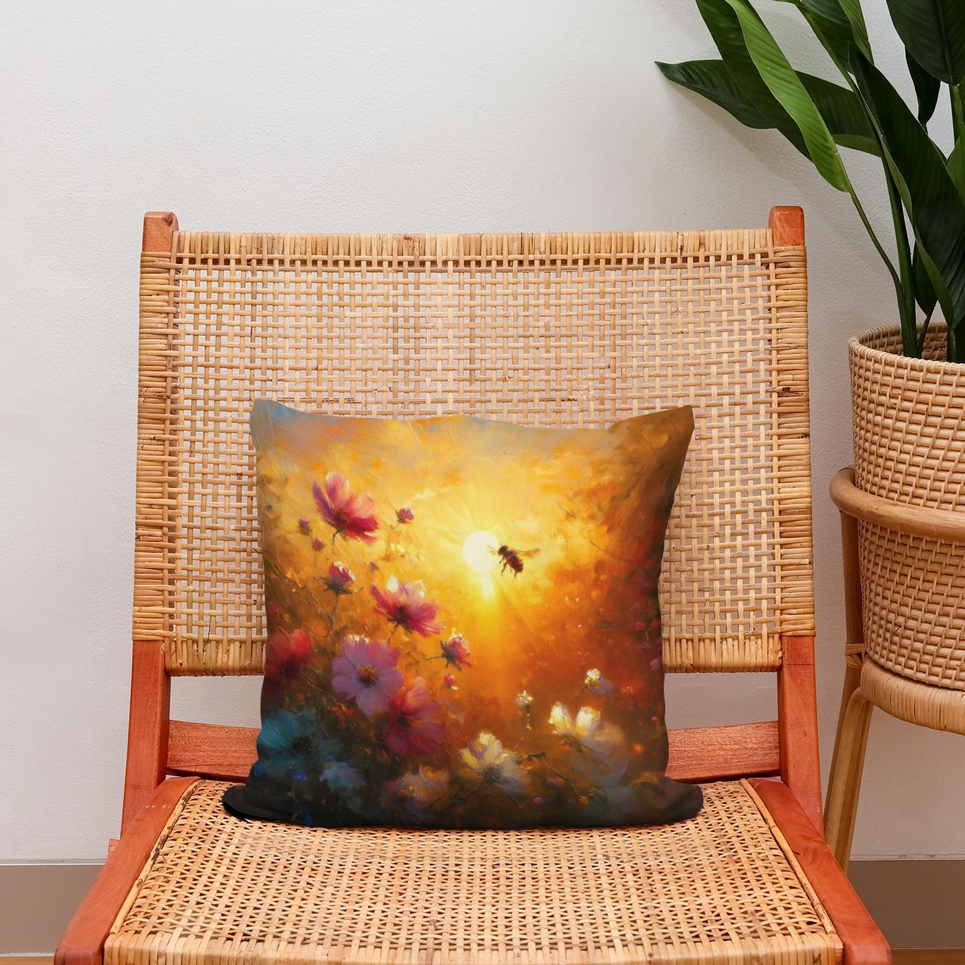 Golden Hour Bee Cotton Cushion