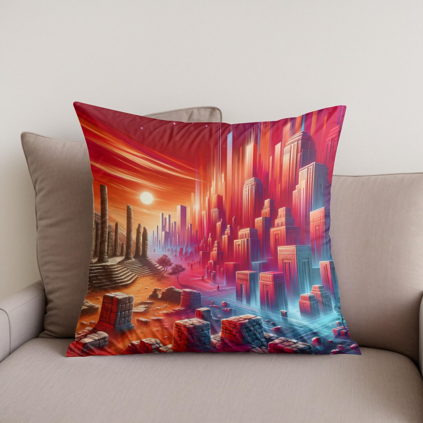 Crimson Epochs Cotton Cushion
