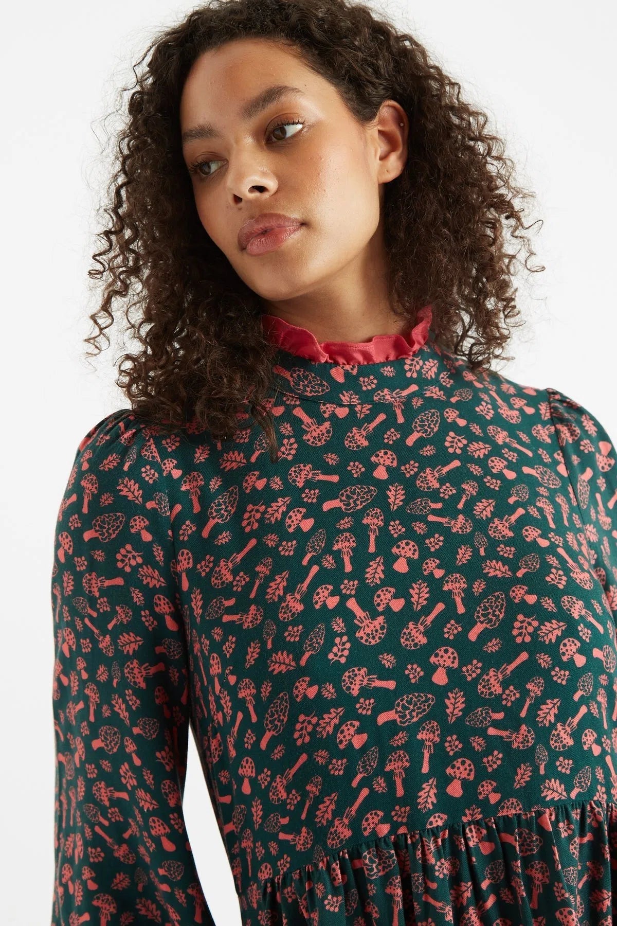 Louche Zura Mushroom Magic Print Long Sleeve Mini Dress