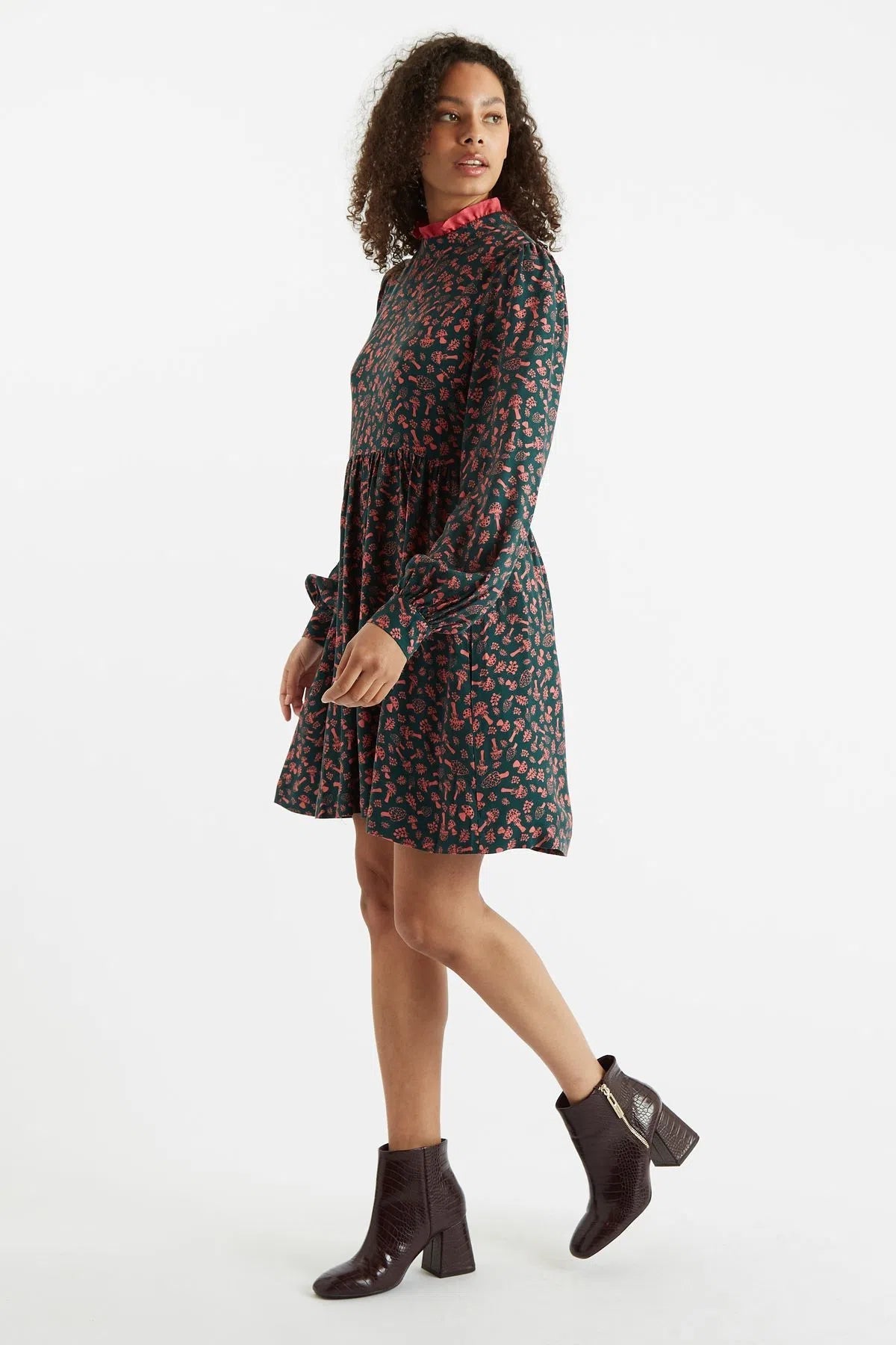 Louche Zura Mushroom Magic Print Long Sleeve Mini Dress