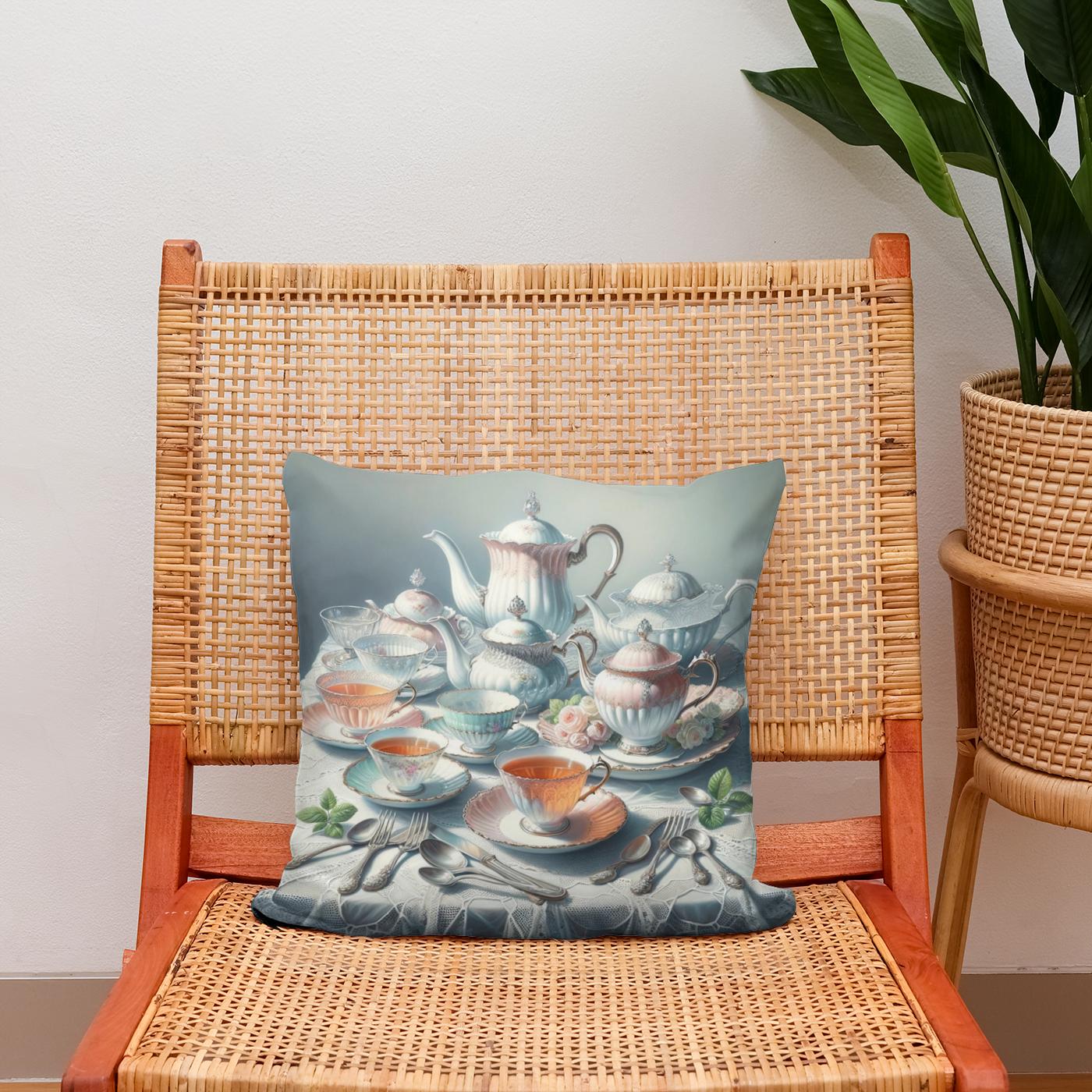 Timeless Tea Time Cotton Cushion
