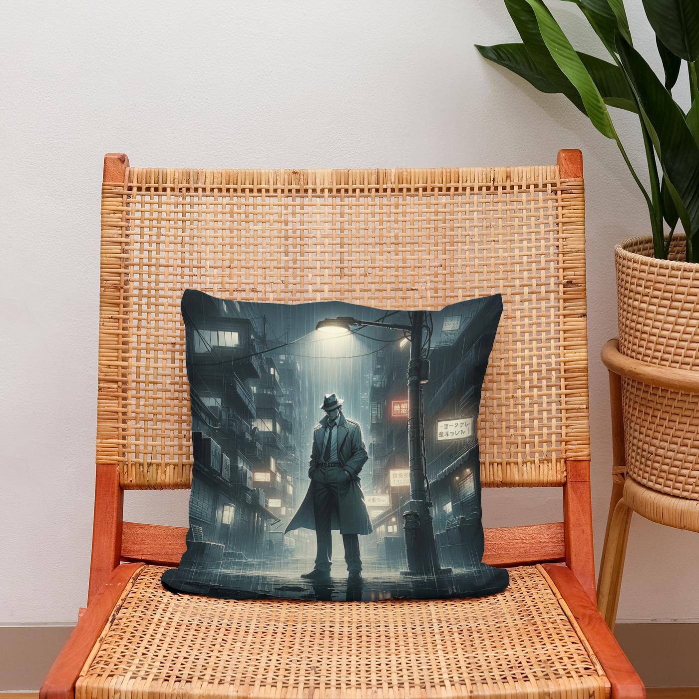Urban Noir Mystery Cotton Cushion